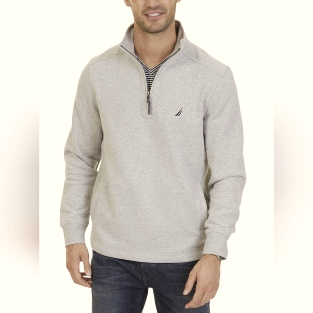 Nautica Men's Gray Half-Zip Sweater